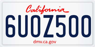 CA license plate 6UOZ500