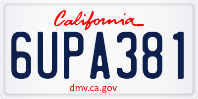 CA license plate 6UPA381