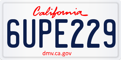 CA license plate 6UPE229