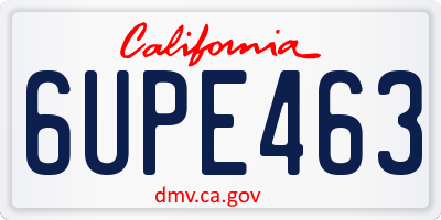CA license plate 6UPE463