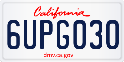 CA license plate 6UPG030
