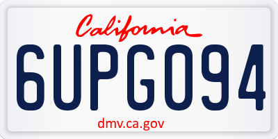 CA license plate 6UPG094