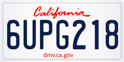 CA license plate 6UPG218