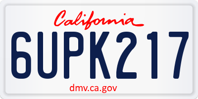CA license plate 6UPK217