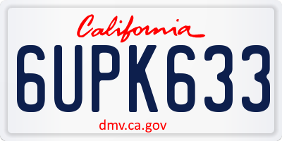 CA license plate 6UPK633
