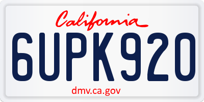 CA license plate 6UPK920