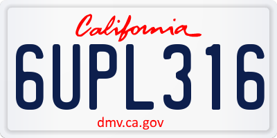 CA license plate 6UPL316