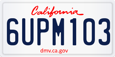 CA license plate 6UPM103