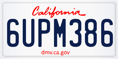 CA license plate 6UPM386