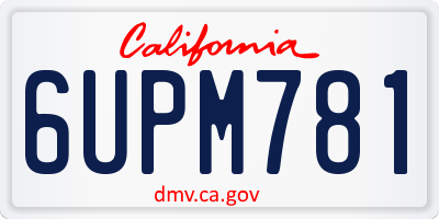 CA license plate 6UPM781
