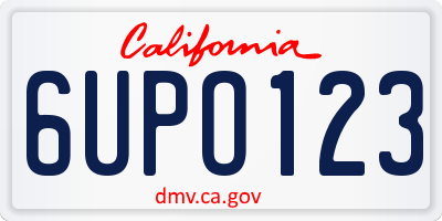 CA license plate 6UPO123