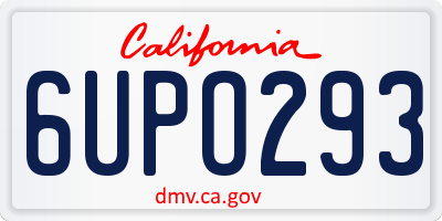 CA license plate 6UPO293