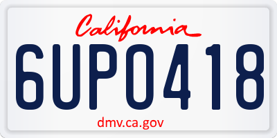 CA license plate 6UPO418
