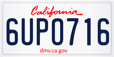 CA license plate 6UPO716