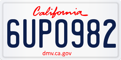 CA license plate 6UPO982