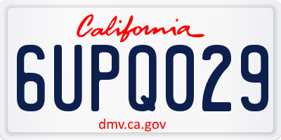 CA license plate 6UPQ029