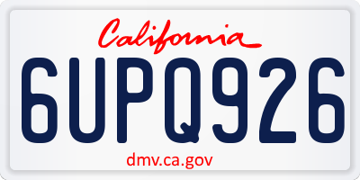 CA license plate 6UPQ926
