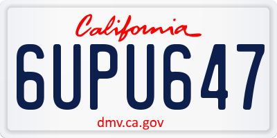 CA license plate 6UPU647