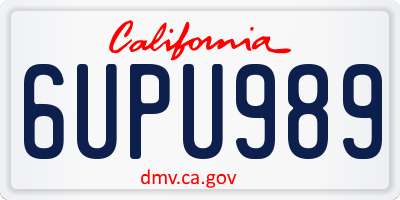CA license plate 6UPU989