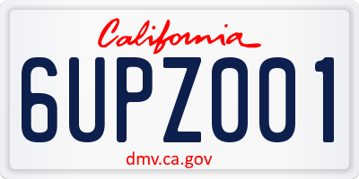 CA license plate 6UPZ001