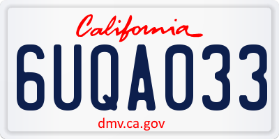 CA license plate 6UQA033
