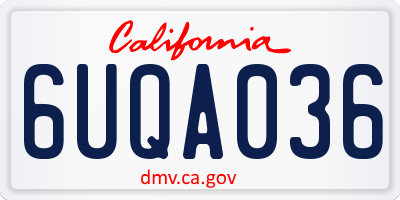 CA license plate 6UQA036