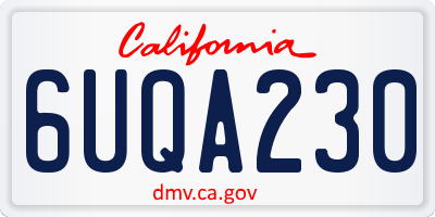CA license plate 6UQA230