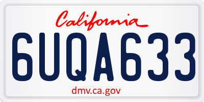 CA license plate 6UQA633