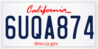CA license plate 6UQA874