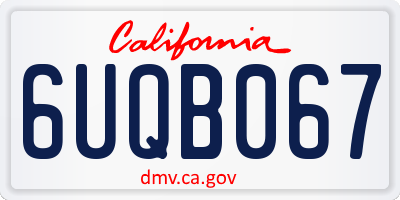 CA license plate 6UQB067