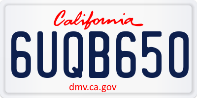 CA license plate 6UQB650