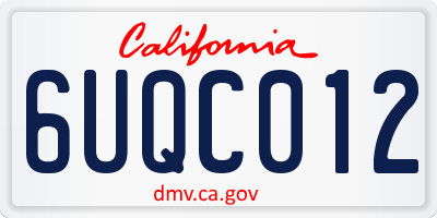 CA license plate 6UQC012