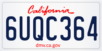 CA license plate 6UQC364