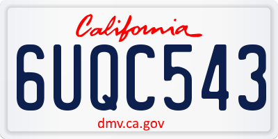 CA license plate 6UQC543