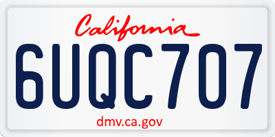 CA license plate 6UQC707