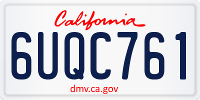 CA license plate 6UQC761