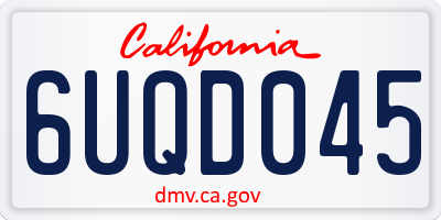 CA license plate 6UQD045
