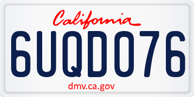 CA license plate 6UQD076