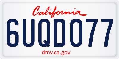 CA license plate 6UQD077