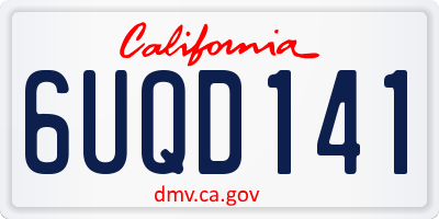 CA license plate 6UQD141