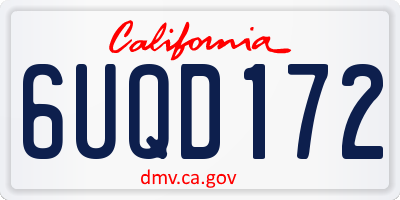 CA license plate 6UQD172
