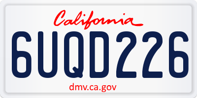 CA license plate 6UQD226