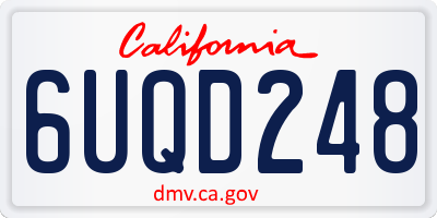CA license plate 6UQD248
