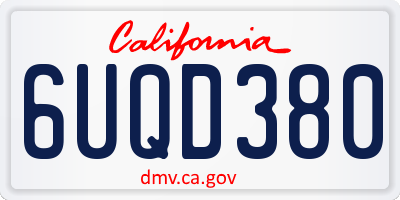 CA license plate 6UQD380