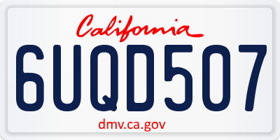 CA license plate 6UQD507