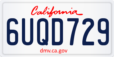 CA license plate 6UQD729