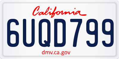 CA license plate 6UQD799