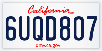 CA license plate 6UQD807