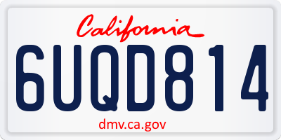 CA license plate 6UQD814