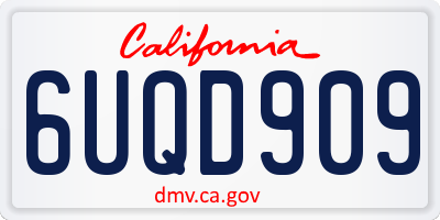 CA license plate 6UQD909